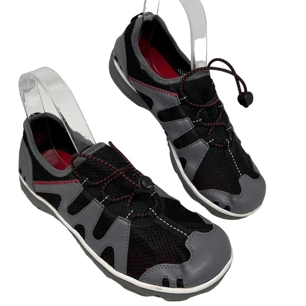 Lands End Youth Mesh Closed Toe Slip On Water Shoes Size 6M Black Gray 401375